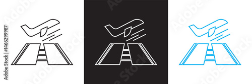 Airport icon. Vector for websites, mobile interfaces, presentations, banner, visual branding etc. Vector illustration. isolated on white and black background. EPS 10 