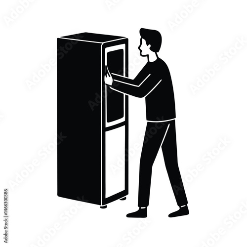 Flat Vector of Person Opening Refrigerator Door