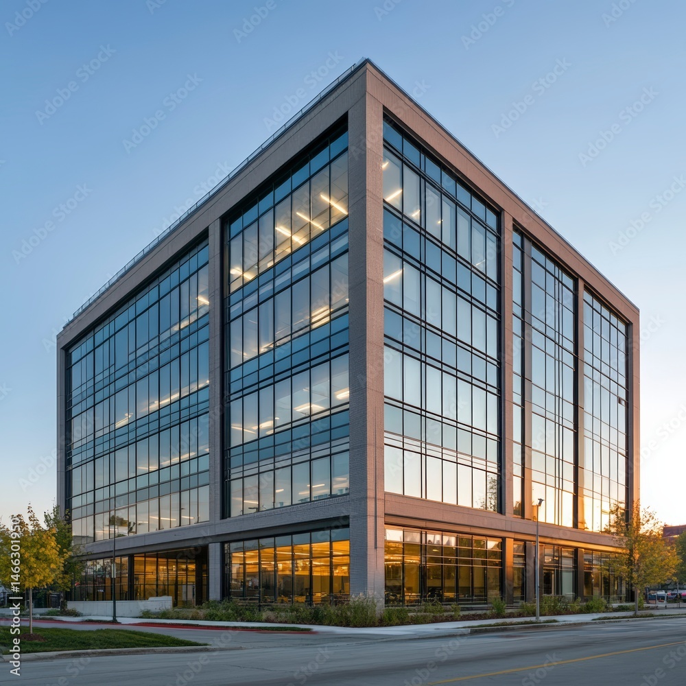 Fototapeta premium Modern Office Building with Glass Facade