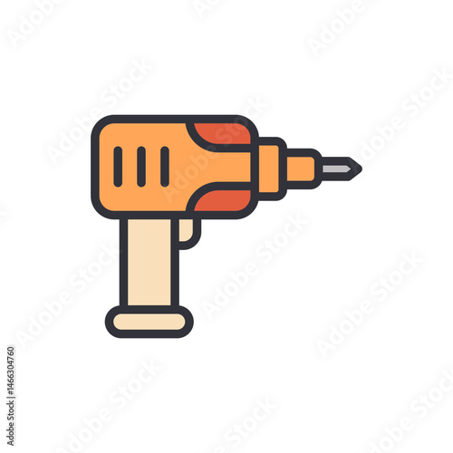 Vibrant vector illustration of an electric drill tool for construction
