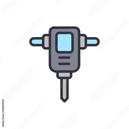 Isolated simple jackhammer icon, a necessary tool for construction work
