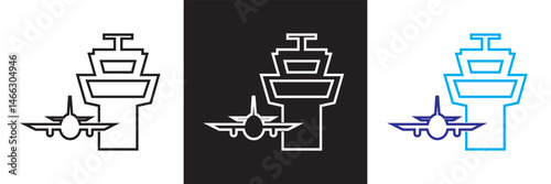 Airport icon. Vector for websites, mobile interfaces, presentations, banner, visual branding etc. Vector illustration. isolated on white and black background. EPS 10 