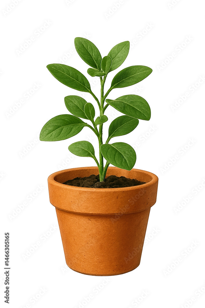 Fototapeta premium Small plant pot on transparent background