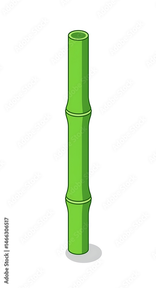 Fototapeta premium Vibrant green bamboo stalk against a clean white background, nature concept