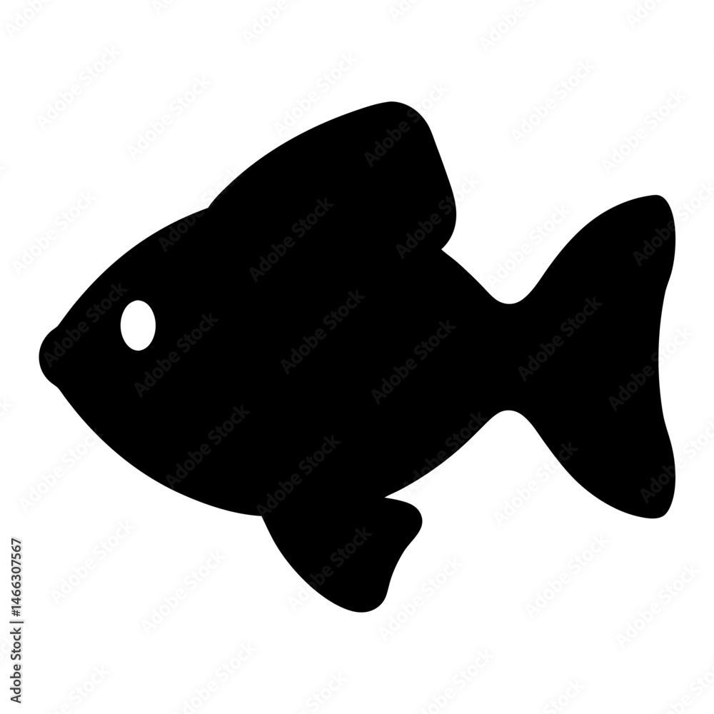 Obraz premium aquarium fish vector silhouette icon, black and white illustration of fish.