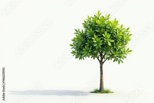 Single stem of a small tree isolated on white background, landscape, tree