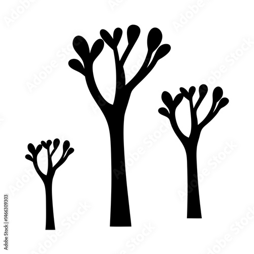 trees vector silhouette icon, black and white illustration of trees.