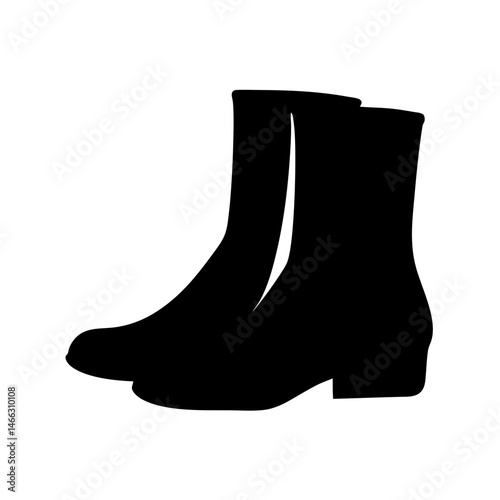 ankle boots vector silhouette icon, black and white illustration of footwear.