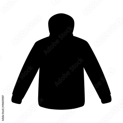 anorak vector silhouette icon, black and white illustration of clothing.