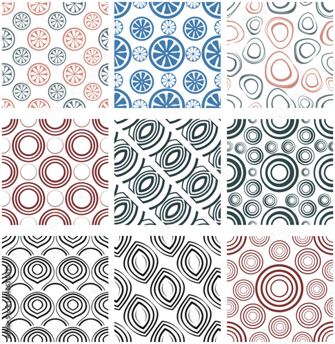 Abstract vector seamless pattern featuring geometric circles in a retro style for textile design