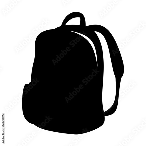 backpacks vector silhouette icon, black and white illustration of footwear.