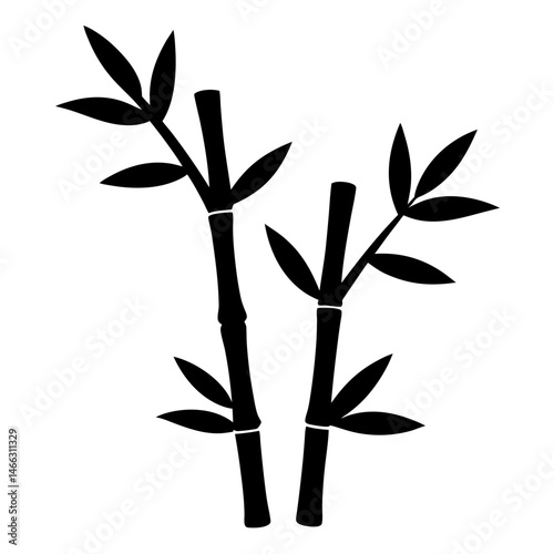 bamboo tree vector silhouette icon, black and white illustration of trees.