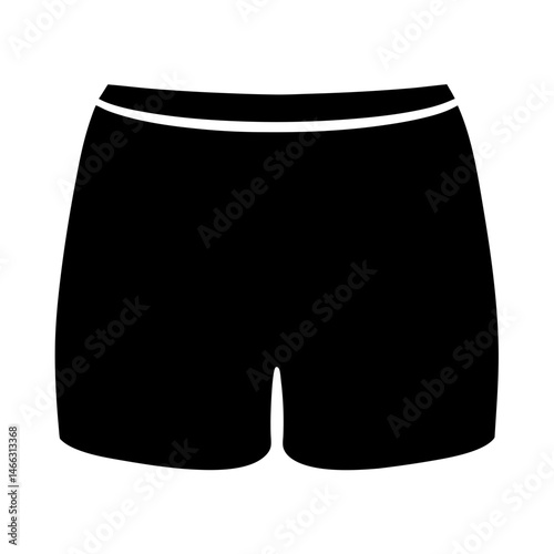 boxer shorts vector silhouette icon, black and white illustration of clothing.
