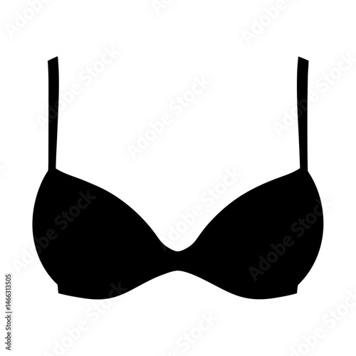 bra vector silhouette icon, black and white illustration of clothing.