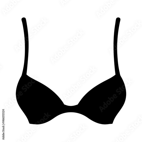 bra vector silhouette icon, black and white illustration of clothing.