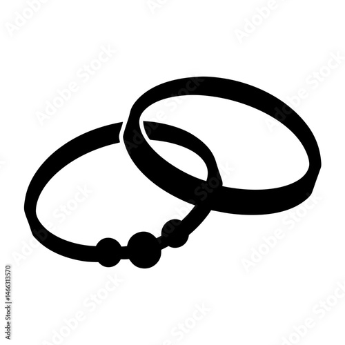 bracelets vector silhouette icon, black and white illustration of footwear.