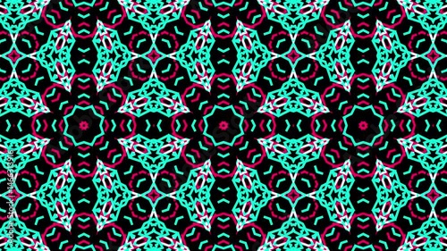 Cyan and magenta psychedelic kaleidoscopic looping background