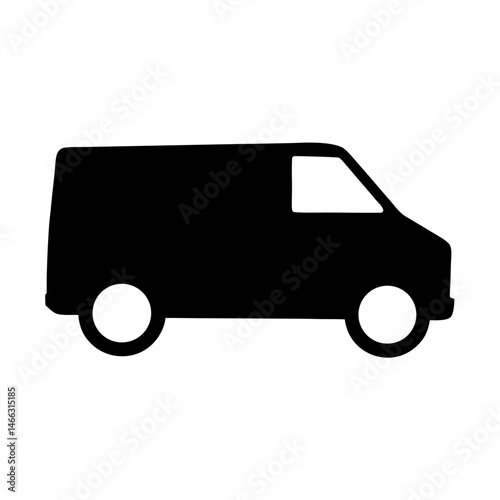 cargo van , black and white illustration of vehicles.