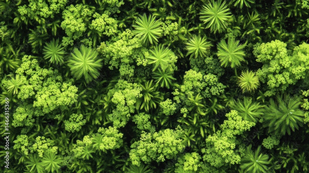 Fototapeta premium Lush green foliage overhead view