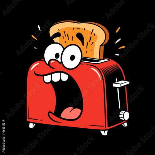 Funny toaster with toast popping up