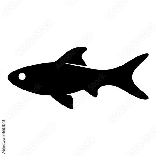 celestial pearl danio fish vector silhouette icon, black and white illustration of fish.