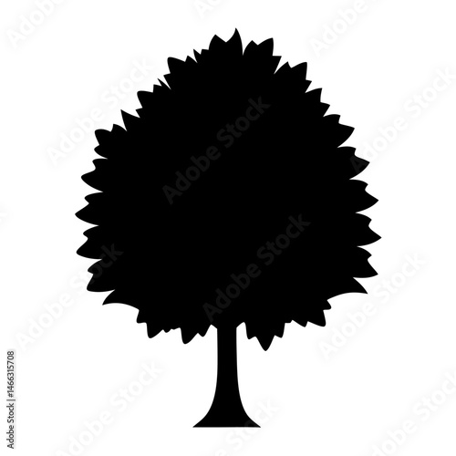 chestnut tree vector silhouette icon, black and white illustration of trees.