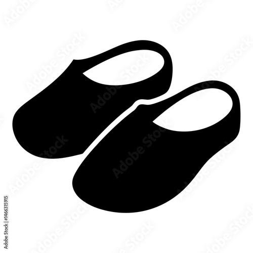 clogs vector silhouette icon, black and white illustration of footwear.