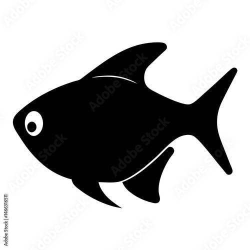 congo tetra fish vector silhouette icon, black and white illustration of fish.