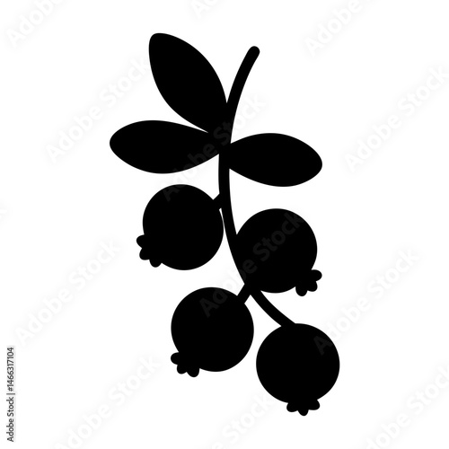 cranberry vector silhouette icon, black and white illustration of fruits.