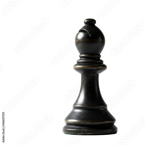 Isolated black chess bishop piece on white background