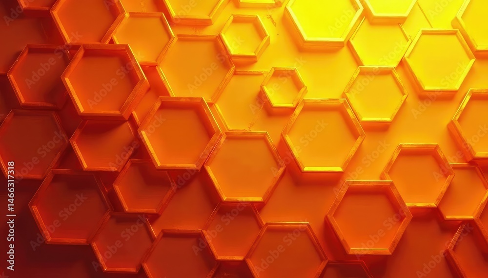 Interlocking orange and yellow hexagons create a honeycomb-like structure , motif, warm, mesh Interlocking orange and yellow hexagons create a honeycomb-like structure , motif, warm, mesh