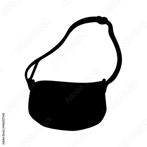 crossbody bags vector silhouette icon, black and white illustration of footwear.