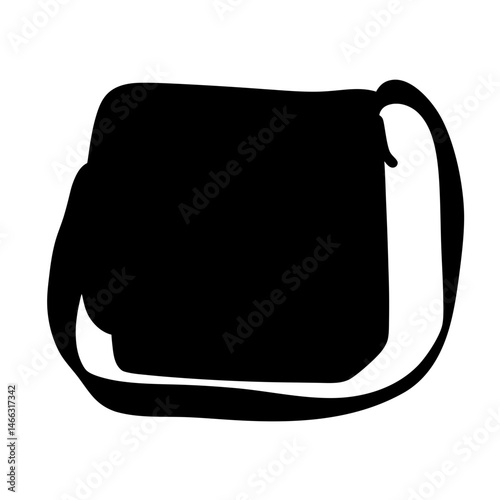 crossbody bags vector silhouette icon, black and white illustration of footwear.