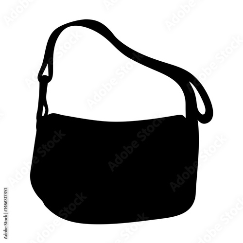 crossbody bags vector silhouette icon, black and white illustration of footwear.