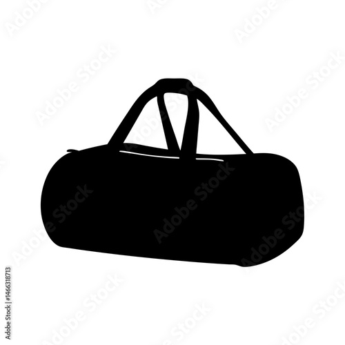 duffel bags vector silhouette icon, black and white illustration of footwear.