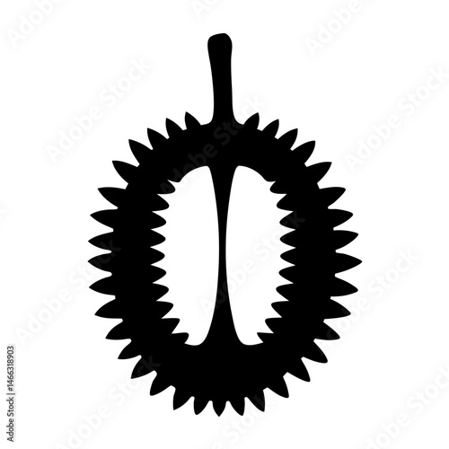 durian vector silhouette icon, black and white illustration of fruits.