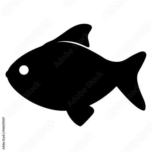 ember tetra fish vector silhouette icon, black and white illustration of fish.