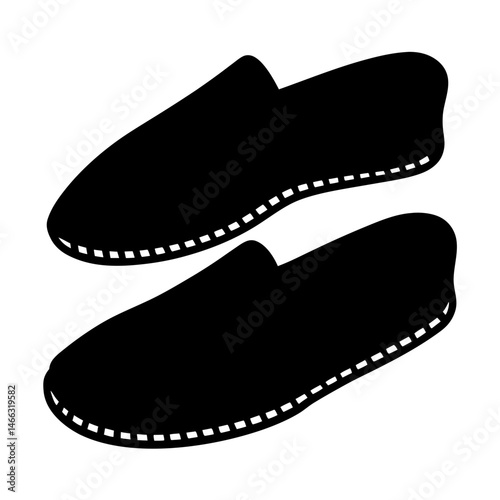 espadrilles vector silhouette icon, black and white illustration of footwear.