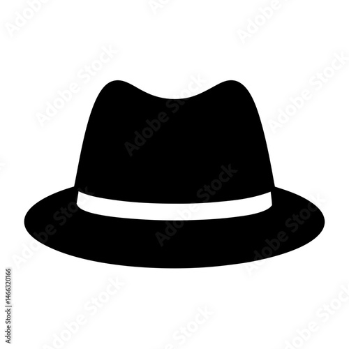 fedora vector silhouette icon, black and white illustration of footwear.