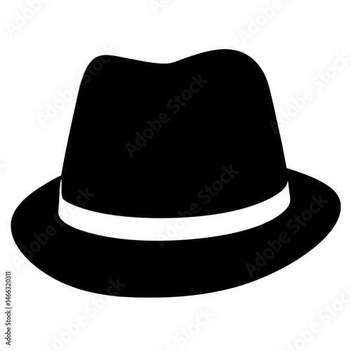 fedoras vector silhouette icon, black and white illustration of footwear.