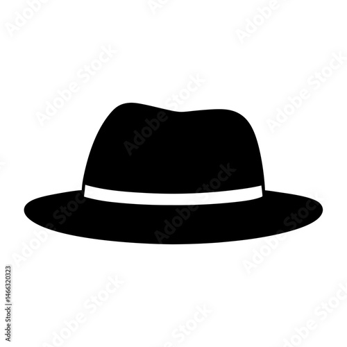 fedoras vector silhouette icon, black and white illustration of footwear.