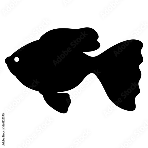 glass catfish vector silhouette icon, black and white illustration of fish.