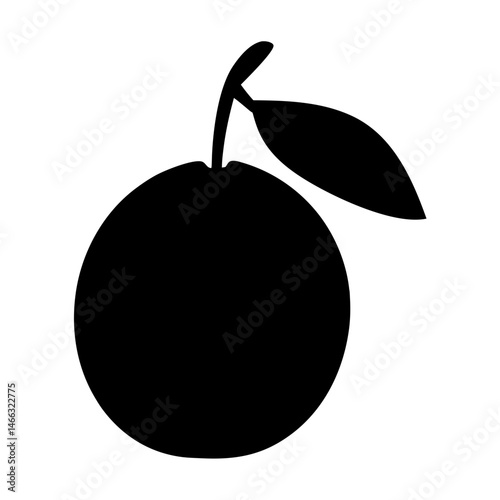 grapefruit vector silhouette icon, black and white illustration of fruits.