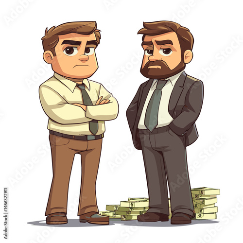 crime or corruption cartoon illustration, vector style simple color