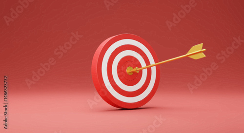 Red And White Target With Gold Arrow 3D Render