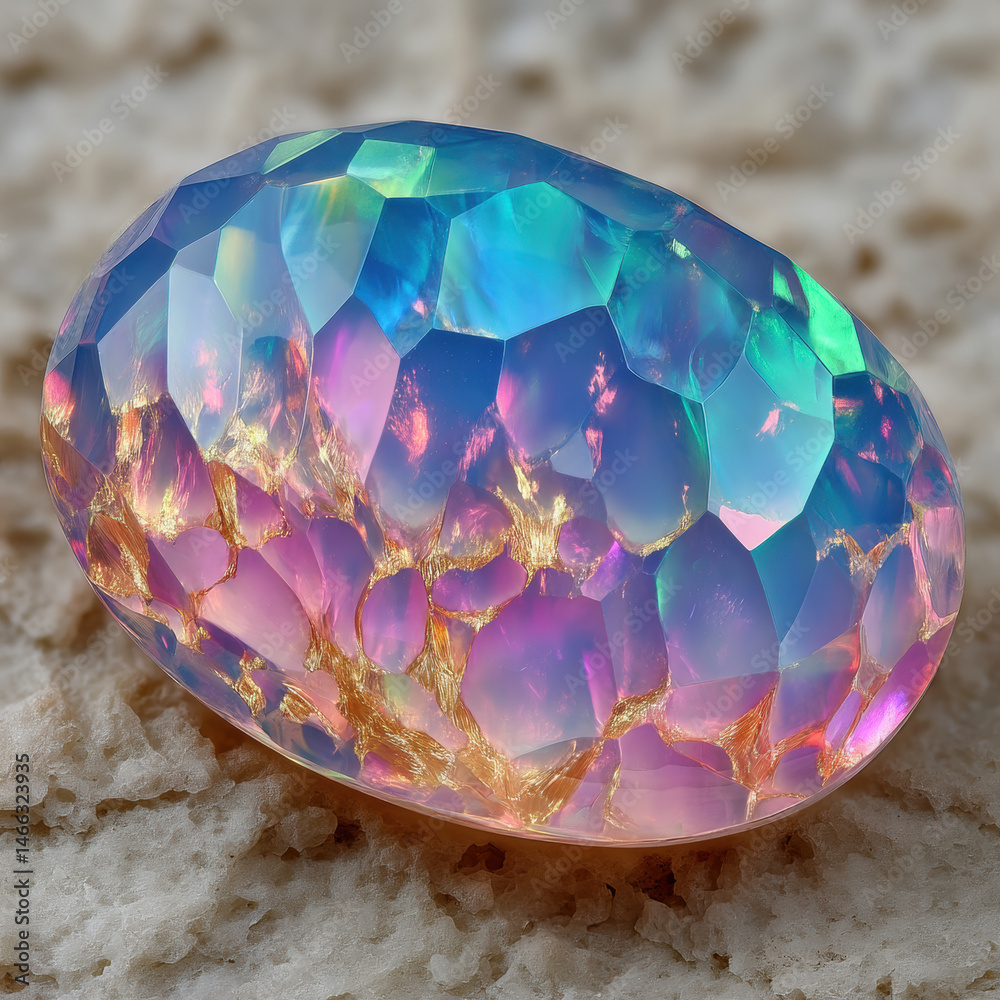 Fototapeta premium Captivating light opal showcasing pastel colors on a textured natural surface