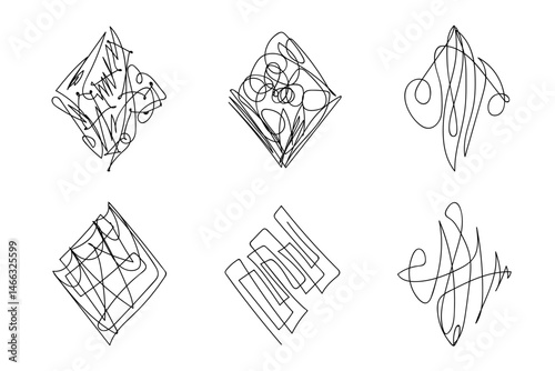 vector set scribbles. Clip art isolated on transparent background.