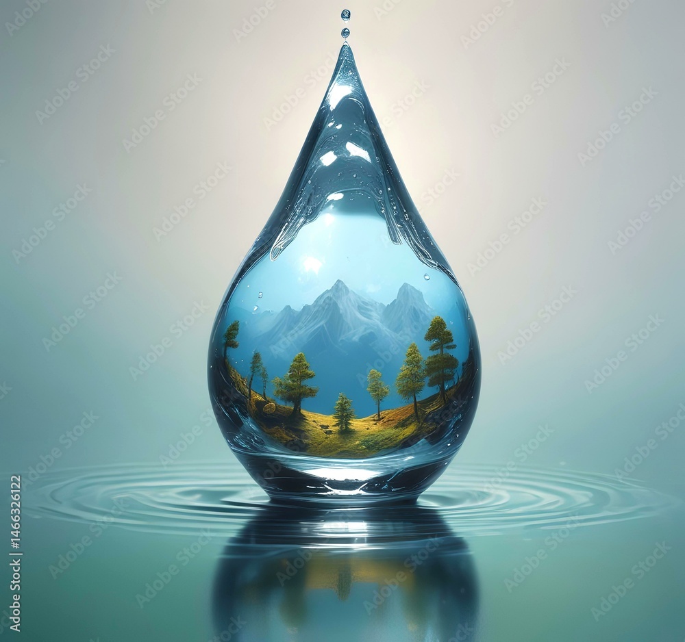 Fototapeta premium Illustration of eco friendly water drop.