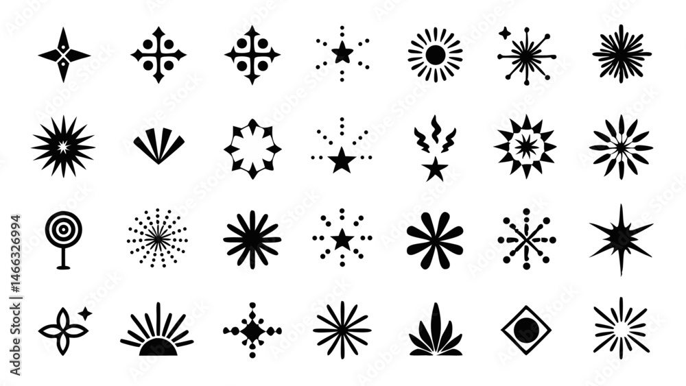 Fireworks line icon set presenting multiple burst patterns such as star, spiral, fountain, and rocket designs ideal for celebration and festive visuals Fireworks line icon set presenting multiple burst patterns such as star, spiral, fountain, and rocket designs ideal for celebration and festive visuals