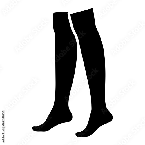 leg warmers vector silhouette icon, black and white illustration of footwear.